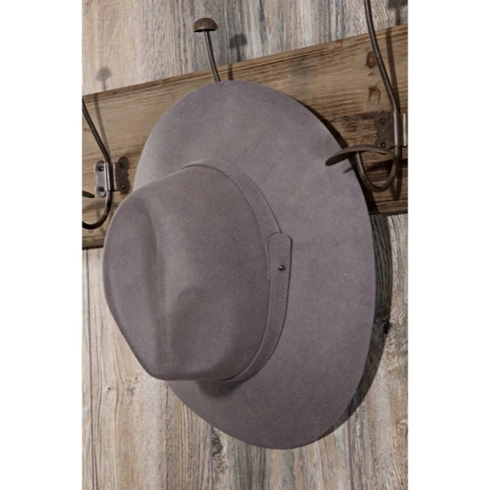 SOLD OUT Dark Gray Simplistic Wool Wide Brim Panama Hat Casual Boho Women's - Picture 4 of 5